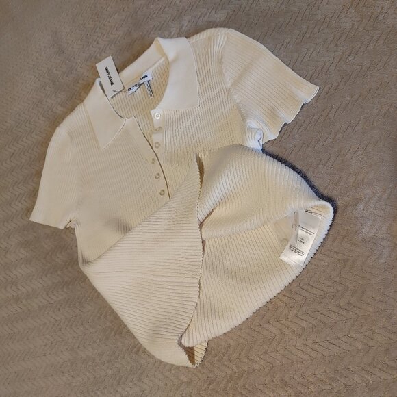 DKNY JEANS Women's short sleeve top, color Eggnog, size XL - Picture 9 of 14